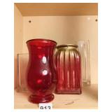 VARIOUS GLASS CONTAINERS, RED AND MODERN LOOKS