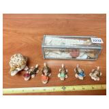 MINI SHELL TURTLES, SHELLS IN PEWTER BOX MADE IN