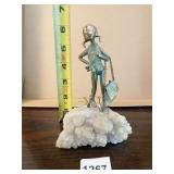 MALCOLM MORAN GIRL ON STONE BASE BRONZE FIGURE