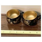 JAPANESE LACQUERWARE URUSHI CUPS GOLD INTERIOR