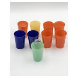 GLASS TUMBLERS 5 ORANGE 2 COBALT BLUE ONE LIGHT