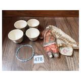 ANTIQUE DOLL, 4 CUPS, BRACELET