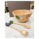 CLAY ART WOODEN NOVELTY SALAD BOWL WITH VEGGIE