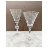 TRIANGULAR WINE GLASSES, 13 TALL, 12 SHORT