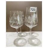 HOLIDAY HOPE AND PEACE ETCHED WINE GLASSES