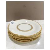 GOLD RIM SAUCERS OR SMALL PLATES, QTY 4