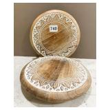 WOODEN ROUND DISPLAY TRAYS WITH FEET, 8.5"