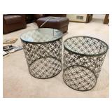 NESTING GLASS TOPPED METAL SIDE TABLES