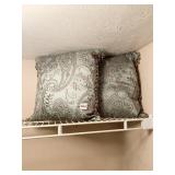 PAIR OF MATCHING BLUE AND GOLD BEADED TRIM