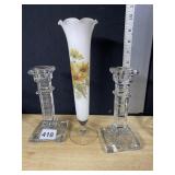 CANDLE STICKS, BUD VASE