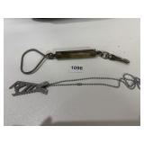 VINTAGE SPRING SCALE, BOTTLE OPENER, MEASURE