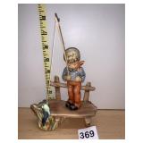GOEBEL GERMANY BOY STANDING ON BENCH FISHING