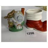 OCCUPIED JAPAN SMALL SANTA BOOT AND SMALL BUNNY