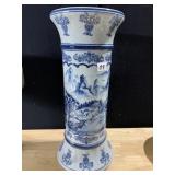 PEDESTAL BLUE & WHITE 21.5" H