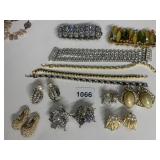 RHINESTONE BRACELETS, CLIP EARRINGS, SOME