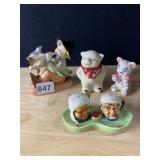 JAPAN BOY PLAYING FLUTE, PIG FIGURES, JAPAN