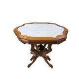 VICTORIAN MARBLE TOP PARLOR TABLE - 28" H X 28" X