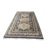 WOOL TURKISH OUSHAK ANTIQUE RUG YELLOW, BLUE AND