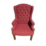 RED WING BACK CHAIR, TUFTED BACK