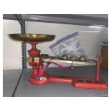 VERY RARE TROEMNEY NEW BALL SCALE, RED, 3 BRASS