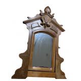VICTORIAN TILT MIRROR 45" H X 32" W, CARVED TOP,