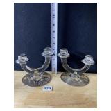 SILVER OVERLAY 2 ARM CANDLE STICKS