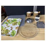 SERVING TRAY PLASTIC, MUGS PIER 1, TRINKET BOX