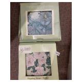 WICKER BASKET, BOWLS, GLASS VASE, EASEL, VANITY