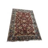 HANDWOVEN 100% WOOL RUG 88" X 61" BURGANDY, BLUE