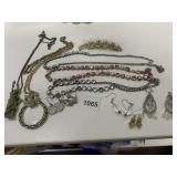 RHINESTONE NECKLACES, TIGER PENDANT, PIN, MISC