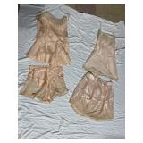 VINTAGE SATIN TEDDY WITH LACE, SOME DAMAGE, STRAP