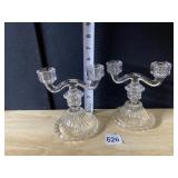2 DOUBLE CANDLESTICKS W/ LIFT OFF TOPS