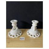 MILK GLASS CANDLE HOLDERS