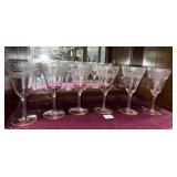 TIFFAN GLASS - DEER ETCHED PINK CRYSTAL GLASSES