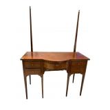 CURVED FRONT 5 DRAWER DRESSING VANITY W/ BURLED