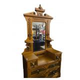 WALNUT INLAY FRONT CHEST DROP VICTORIAN PULLS 4