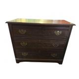 WALNUT SPOON CARVED 3 DRAWER CHEST HAND