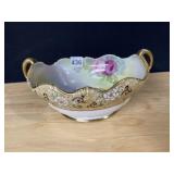 NORITAKE ROSE BOWL DOUBLE HANDLE BEAUTIFUL GOLD