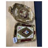 GOLD LEAF TRAY ROUNDED CORNER AND DOUBLE HANDLE