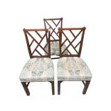 EARLY MAHOGANY SIDE CHAIRS W/ STRIPPED UPHL.