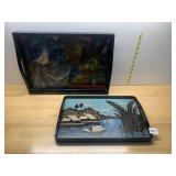 LACQUERED TRAYS WITH CARIBBEAN MOTIF