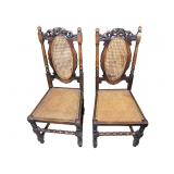 HIGH BACK ARMLESS THRONE CHAIRS W/ CANED BACK AND
