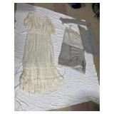 VINTAGE DRESSES, WHITE ONE SIDED, GRAY HAS DAMAGE