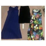 BLACK VELVET SKIRT M, SUSAN GRAVER DRESS M,