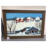 REVERSE PAINTING ON GLASS - 12" X 18" "FARM SCENE