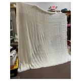 BATES STYLE BLANKET KING SIZE. SOILED, THROW