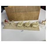 VINTAGE SANTA AND SLEIGH, REINDEER AND RUDOLPH