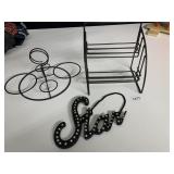 METAL SHELF, CONDIMENT HOLDER, STAR WOODEN