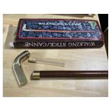 WALKING STICKS/CANE BRASS & WOOD, WITH DECANTER