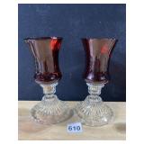 RUBY CANDLE HOLDERS